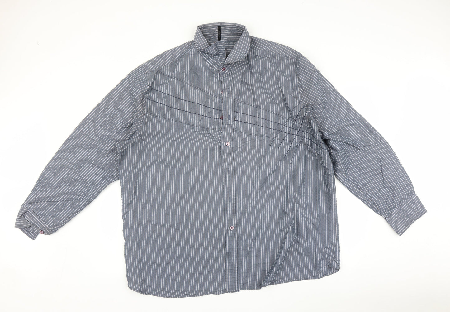 BHS Mens Blue Striped   Button-Up Size 2XL