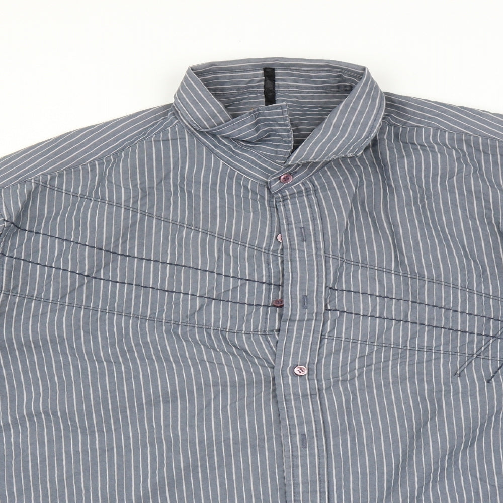 BHS Mens Blue Striped   Button-Up Size 2XL