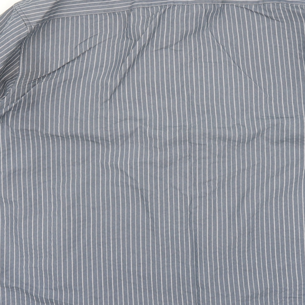 BHS Mens Blue Striped   Button-Up Size 2XL