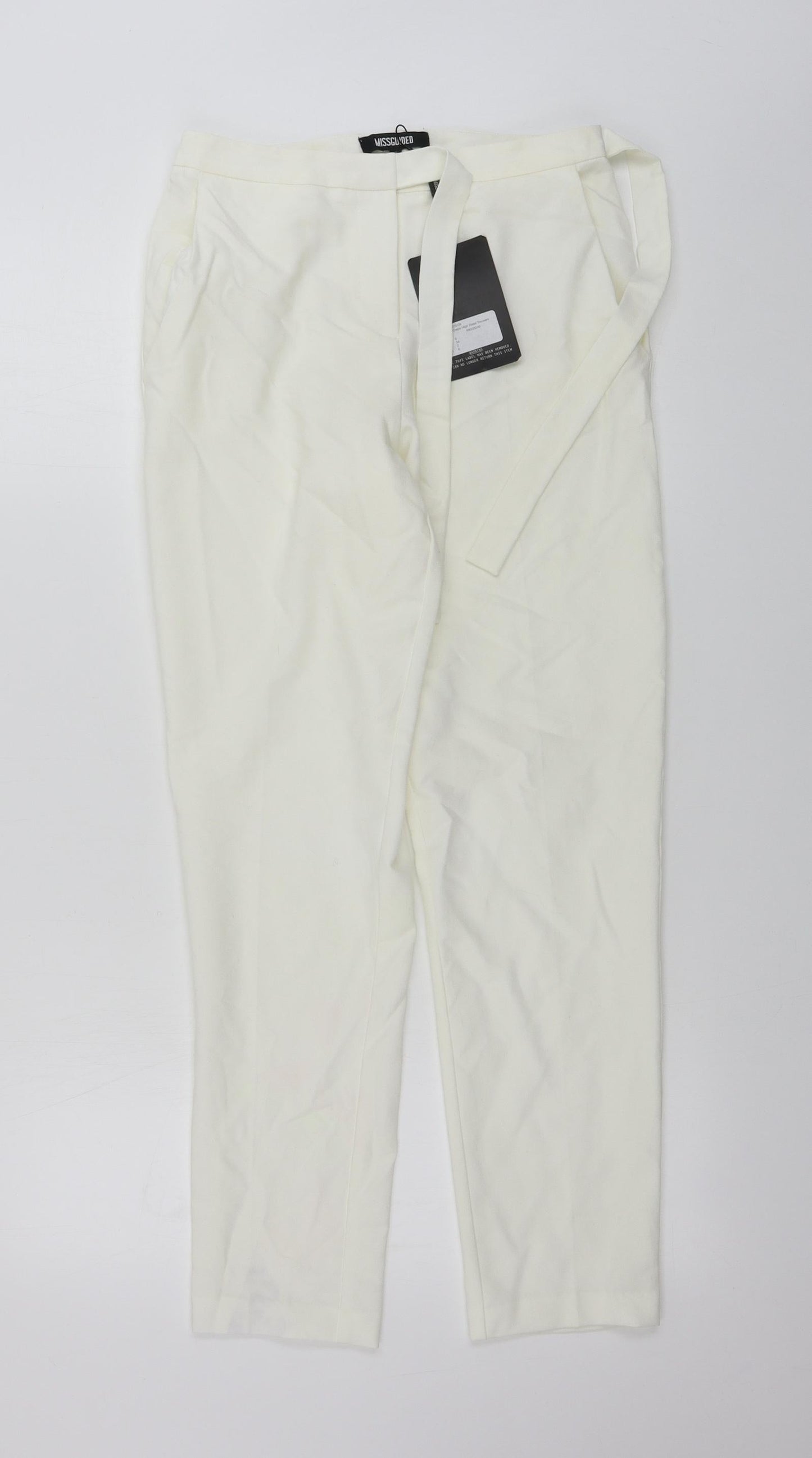 PRETTYLITTLETHING Womens Ivory   Trousers  Size 6 L25 in