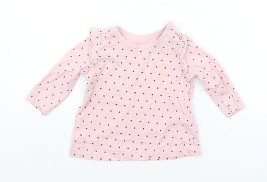 Matalan Baby Pink Polka Dot  Basic T-Shirt Size 3-6 Months