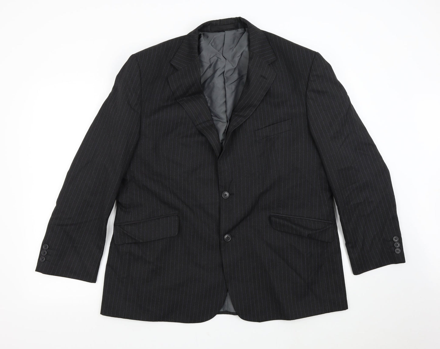 M&S Mens Grey Striped  Jacket Suit Jacket Size 44