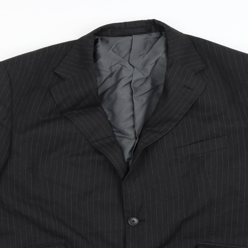 M&S Mens Grey Striped  Jacket Suit Jacket Size 44