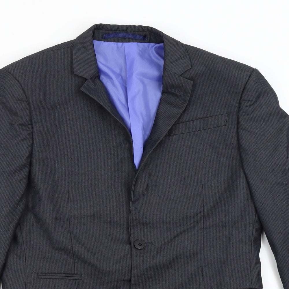 M&S Mens Grey Striped  Jacket Suit Jacket Size 36  - 36 Long