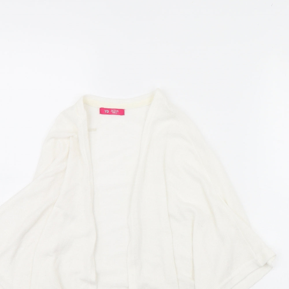 yd Girls White   Cardigan Jumper Size 10 Years