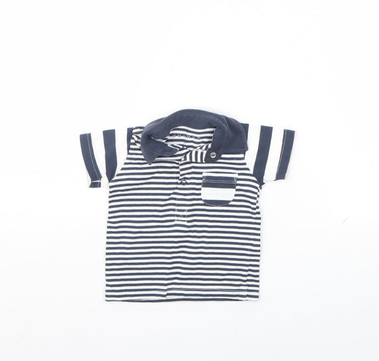 Nutmeg Baby Blue Striped  Basic Polo Size 3-6 Months