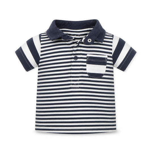 Nutmeg Baby Blue Striped  Basic Polo Size 3-6 Months