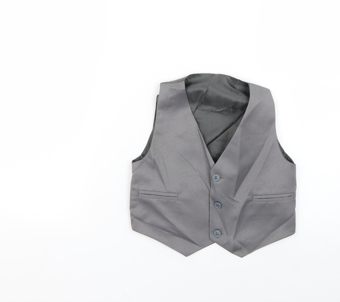 Preworn Boys Grey   Overcoat Waistcoat Size 5 Years