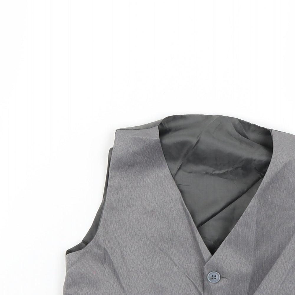 Preworn Boys Grey   Overcoat Waistcoat Size 5 Years
