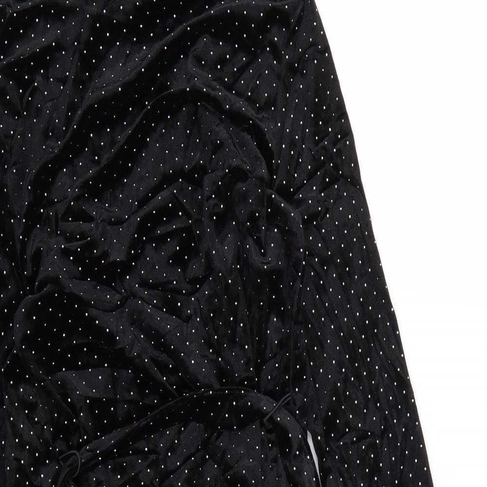 Missguided Womens Black Polka Dot  Wrap Dress  Size 10