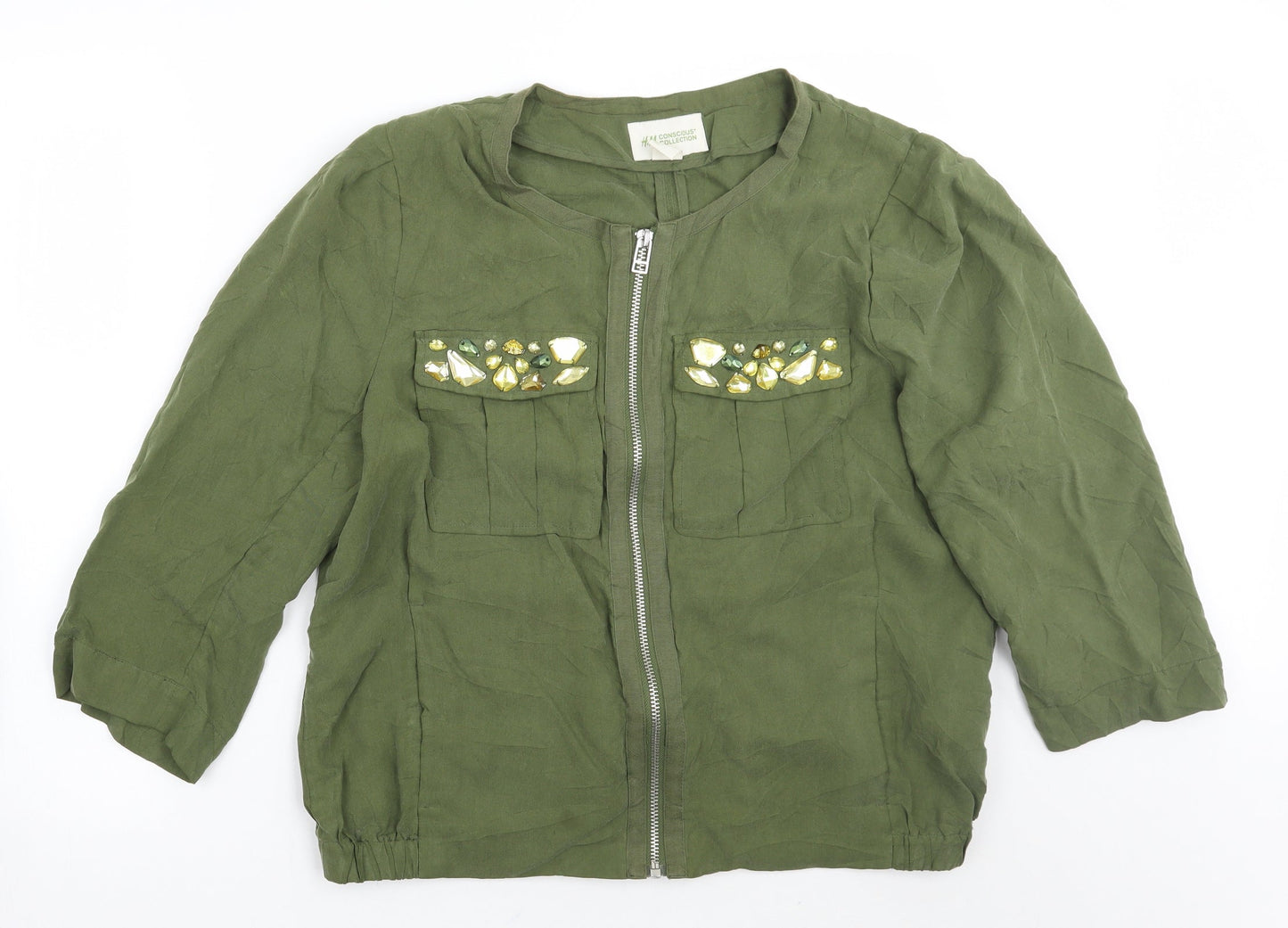 H&M Womens Green   Jacket Coat Size 12