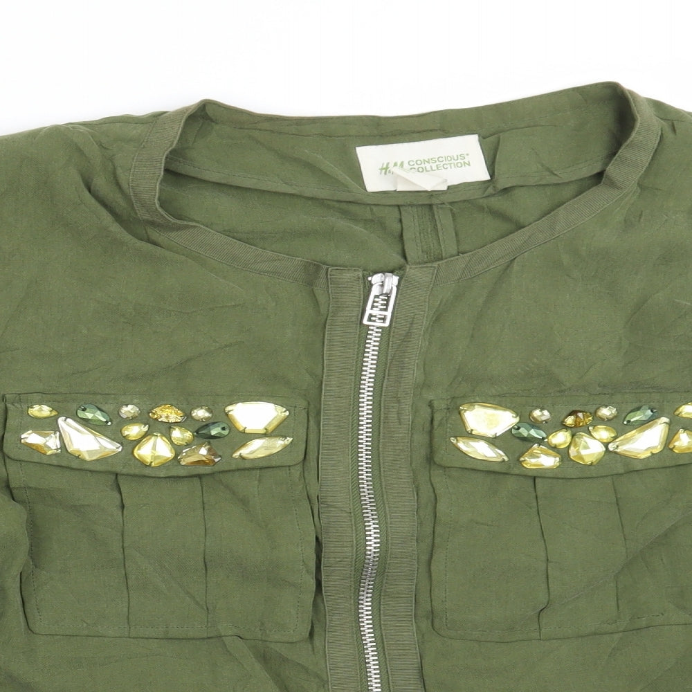 H&M Womens Green   Jacket Coat Size 12
