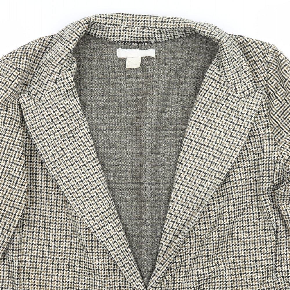 H&M Womens Beige Check  Jacket Suit Jacket Size 12