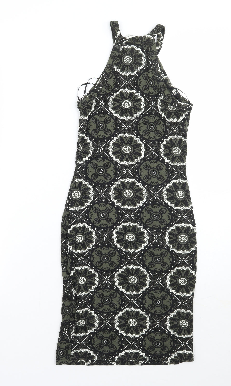 Miss Selfridge Womens Green Paisley  A-Line  Size 6