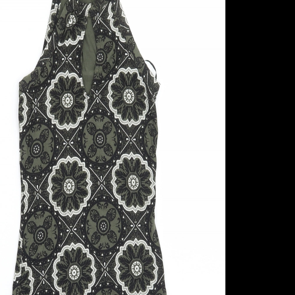 Miss Selfridge Womens Green Paisley  A-Line  Size 6