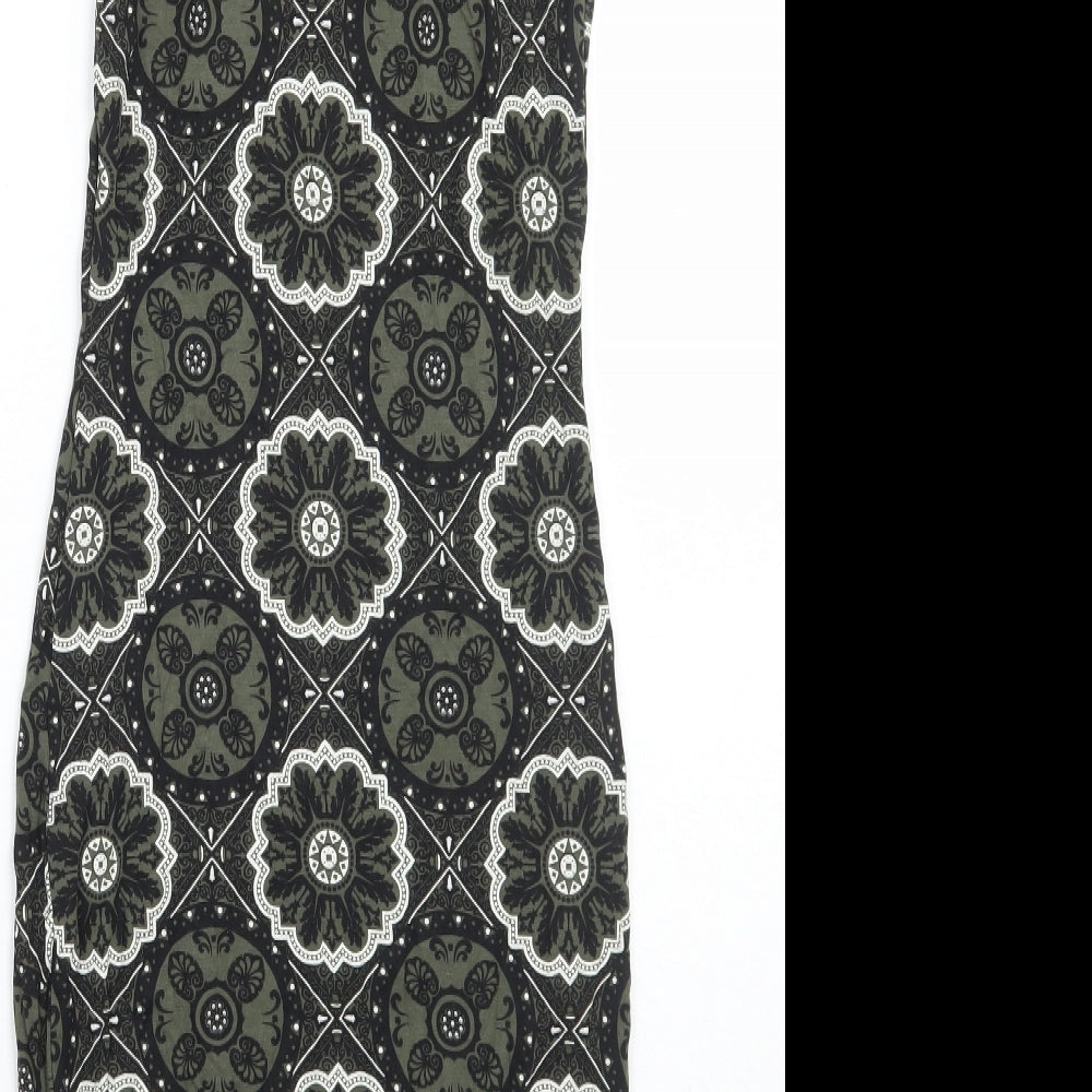 Miss Selfridge Womens Green Paisley  A-Line  Size 6