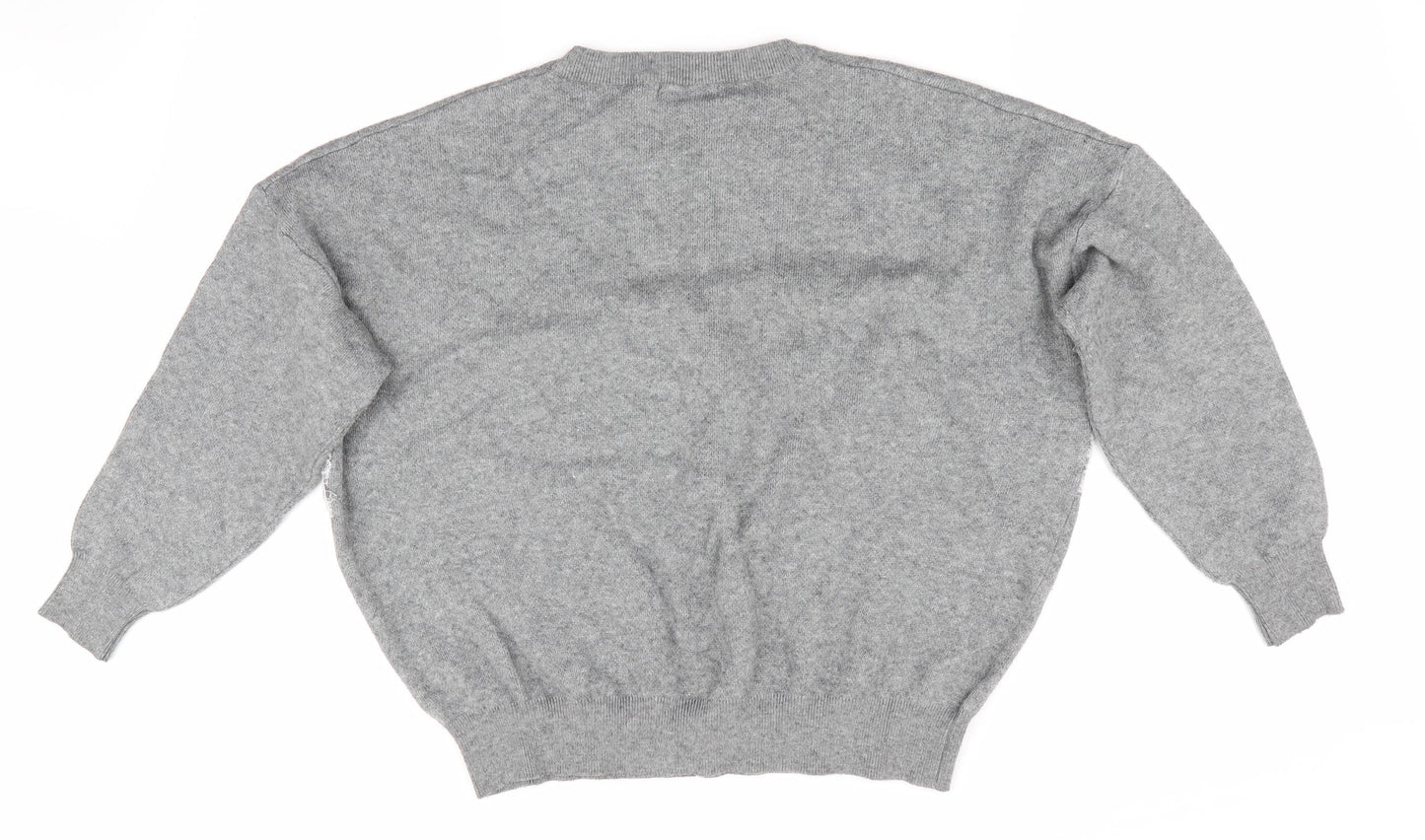 Studio Womens Grey   Pullover Jumper   - Lace Detail