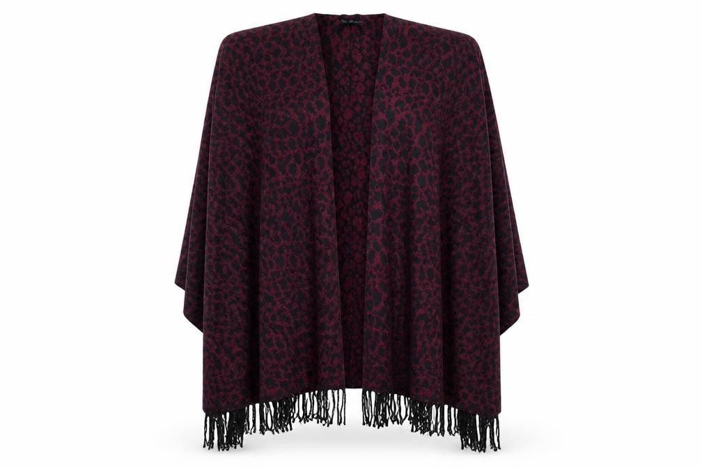 Pia Rossini Womens Purple Animal Print  Overcoat Poncho One Size  - Shawl Style Poncho