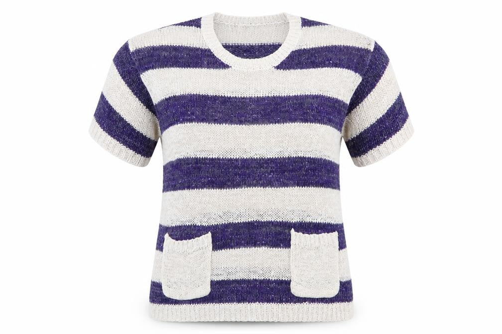 TU Womens Blue Striped  Pullover Jumper Size 10  - Sequins all over