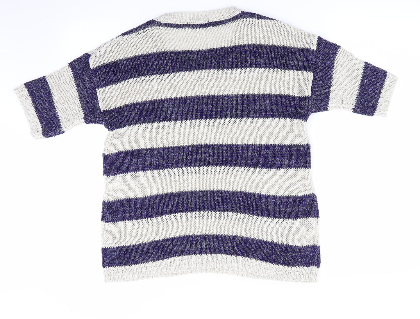 TU Womens Blue Striped  Pullover Jumper Size 10  - Sequins all over