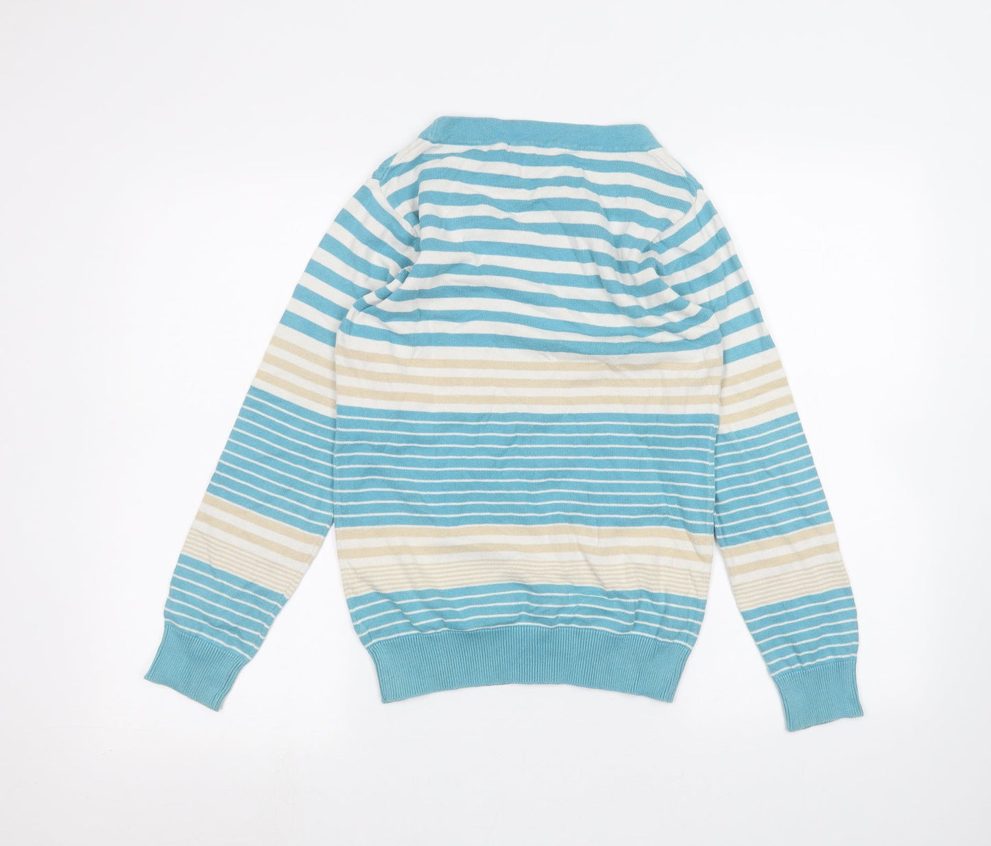 EWM Womens White Striped  Pullover Jumper Size S