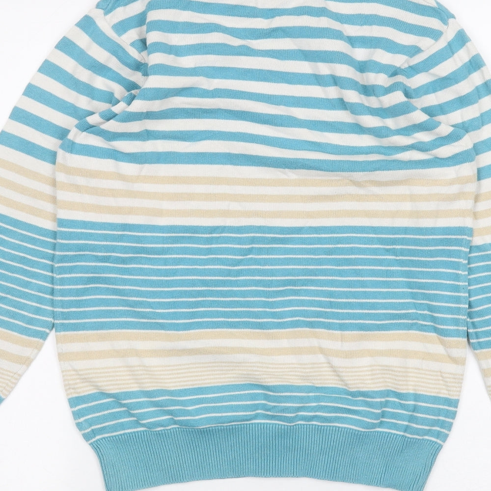 EWM Womens White Striped  Pullover Jumper Size S