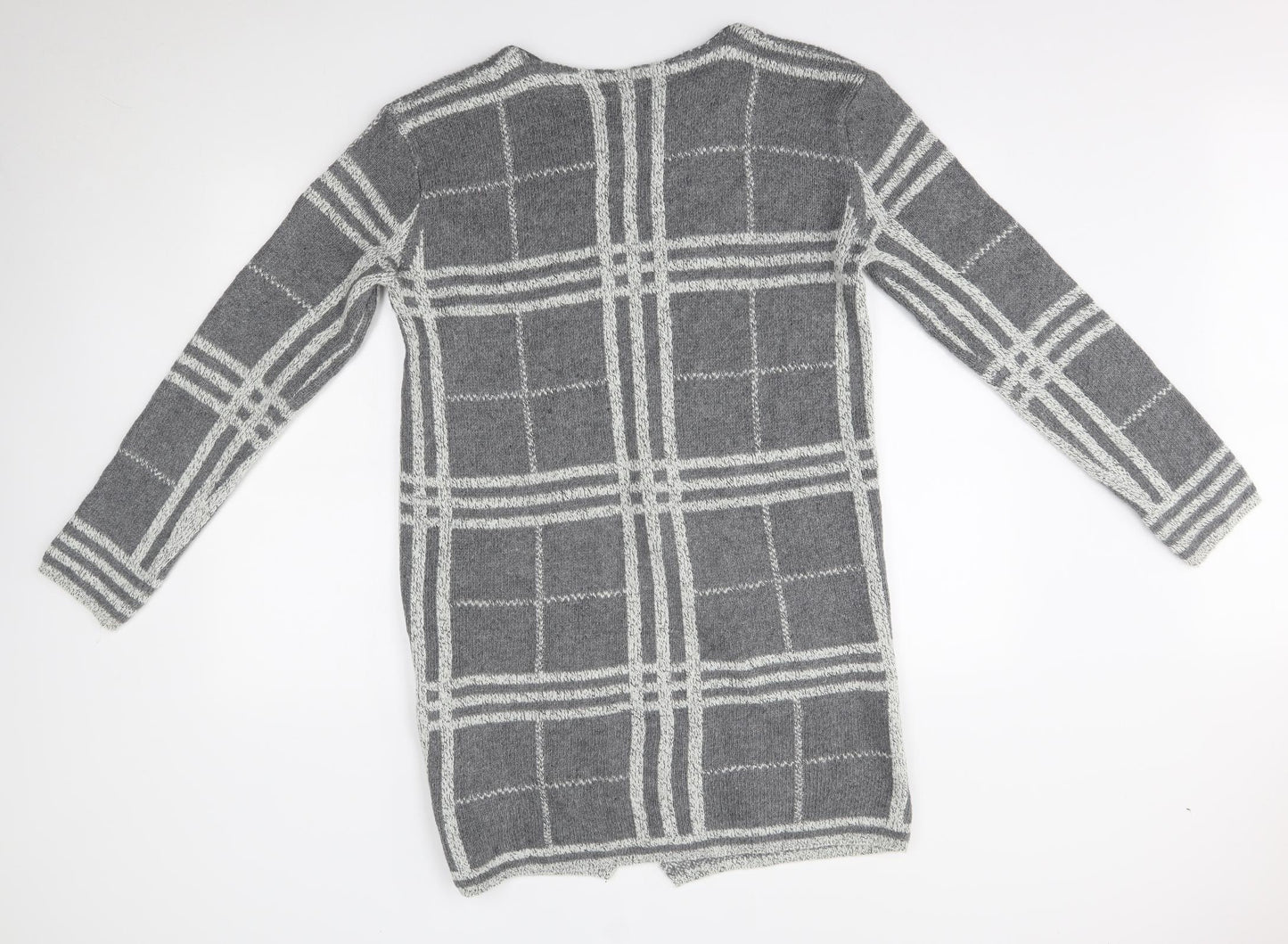 Mia Moda Womens Grey Plaid  Cardigan Jumper Size L