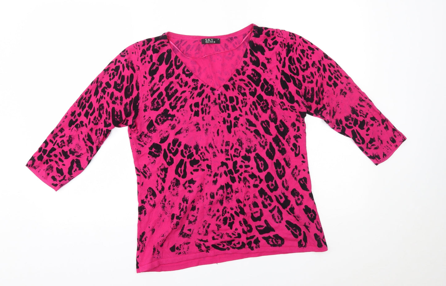 sky designs Womens Pink Animal Print  Pullover Jumper Size 2