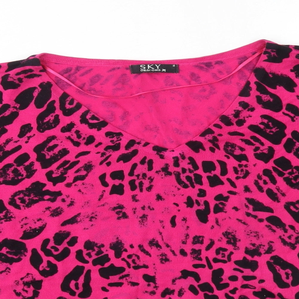 sky designs Womens Pink Animal Print  Pullover Jumper Size 2