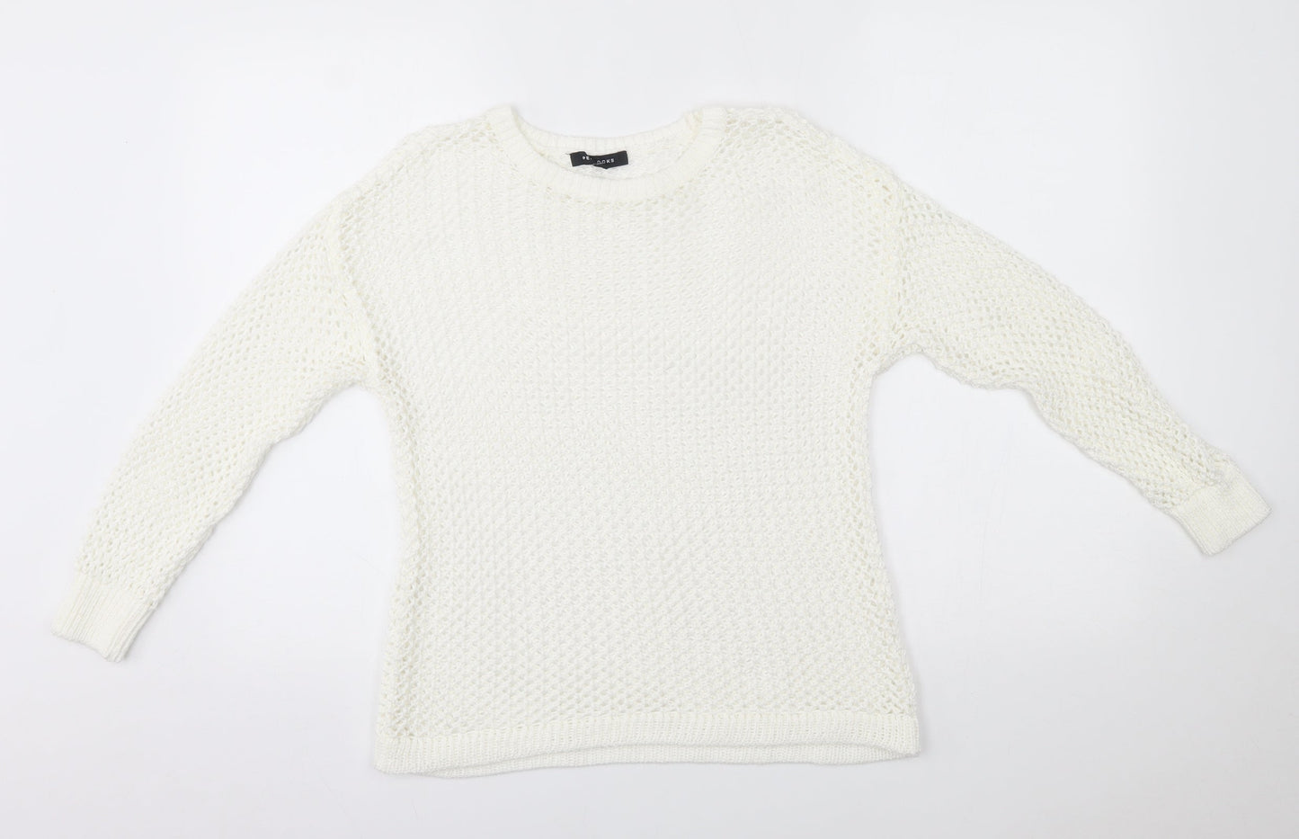 Peacocks Womens White   Pullover Jumper Size S