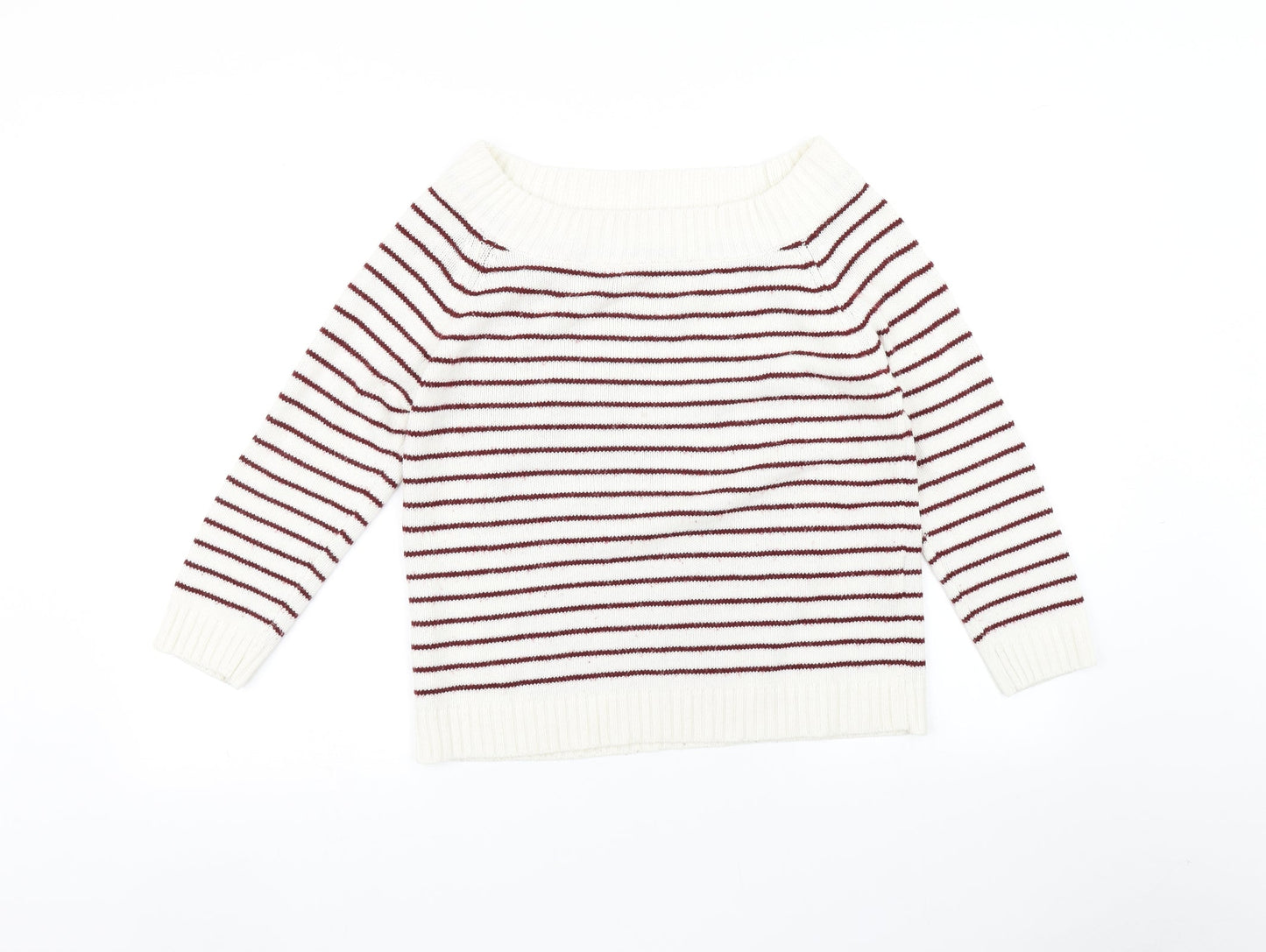 Fifty Percent Womens White Striped  Pullover Jumper Size M
