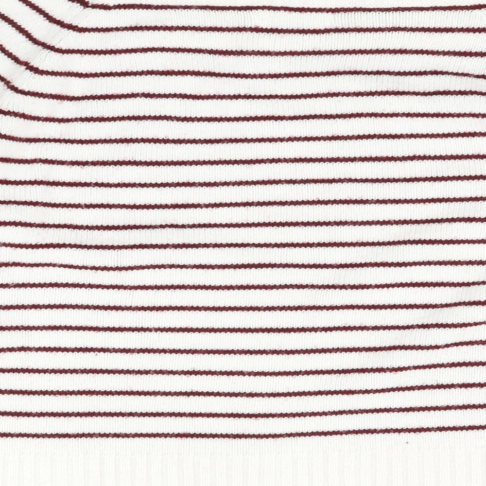 Fifty Percent Womens White Striped  Pullover Jumper Size M