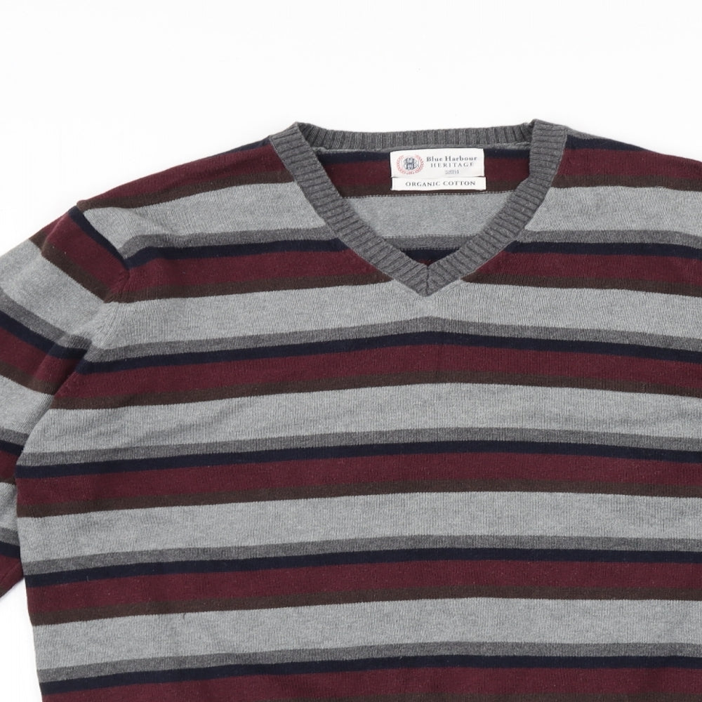 Cotton Mens Multicoloured Striped  Pullover Jumper Size L