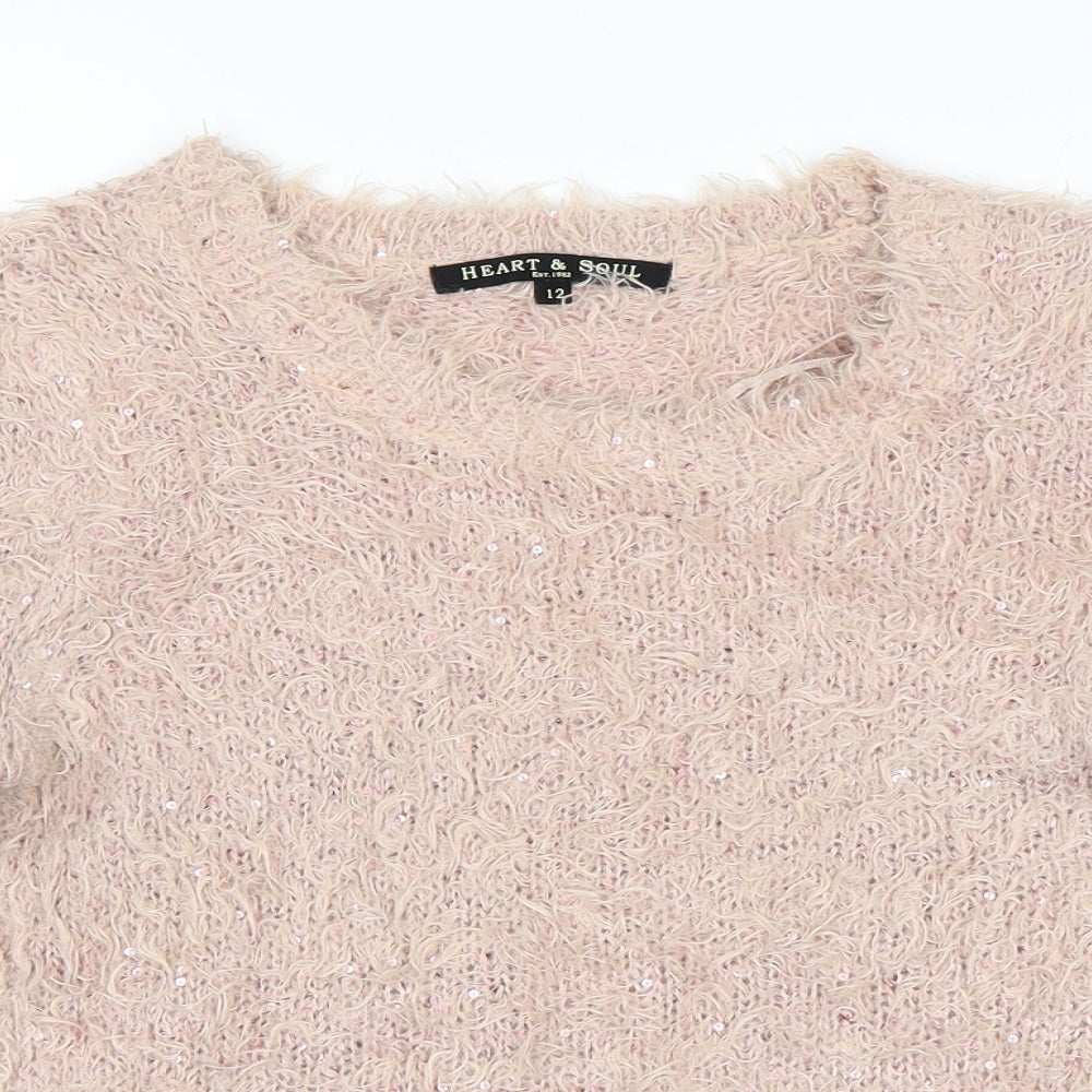 Heart &  Soul Womens Pink   Pullover Jumper Size 12