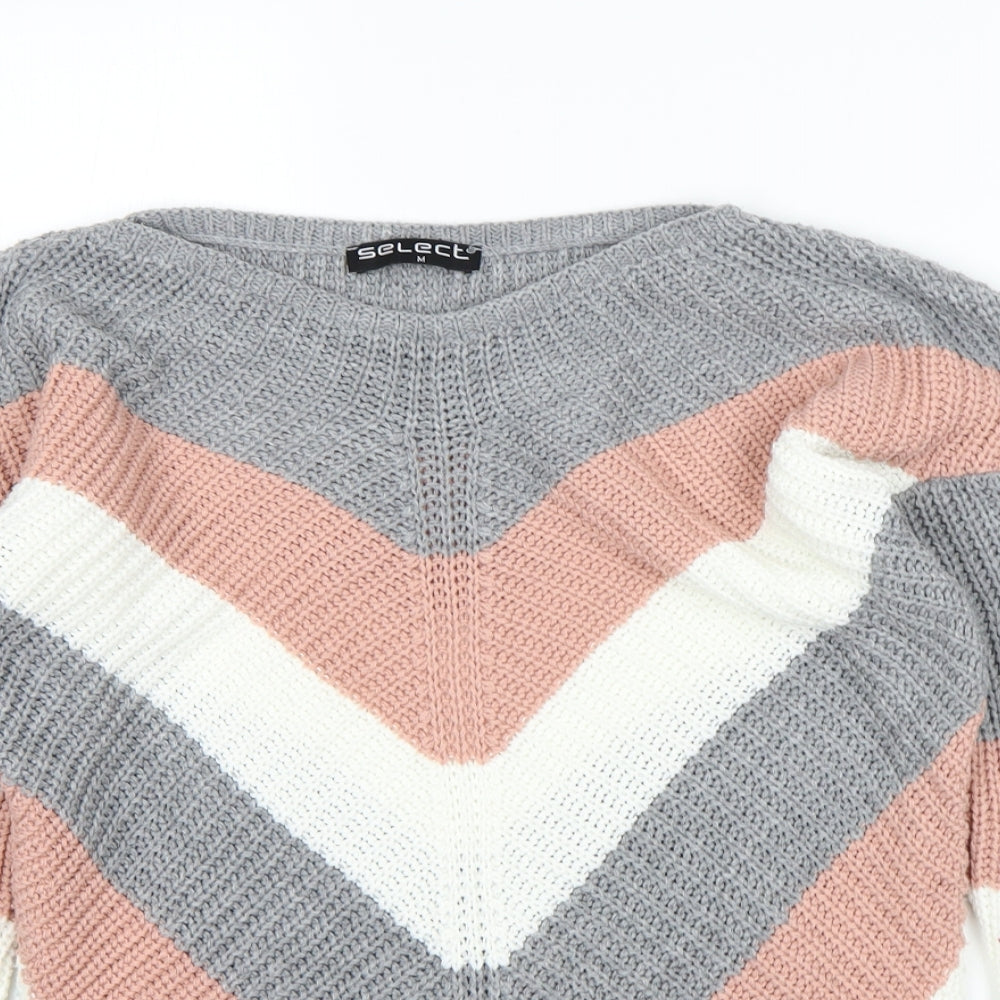 Select Womens Multicoloured Striped  Pullover Jumper Size M