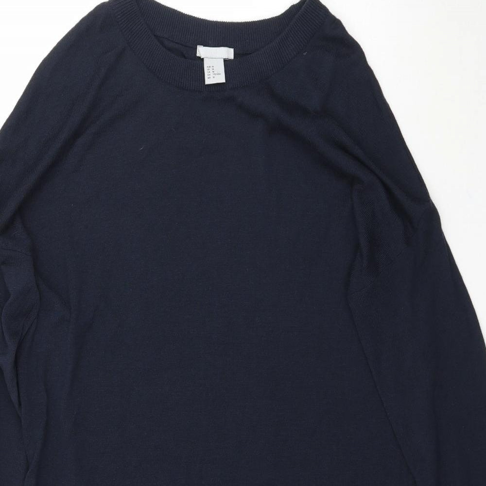 H&M Womens Blue  Knit Pullover Jumper Size M  - slit sides