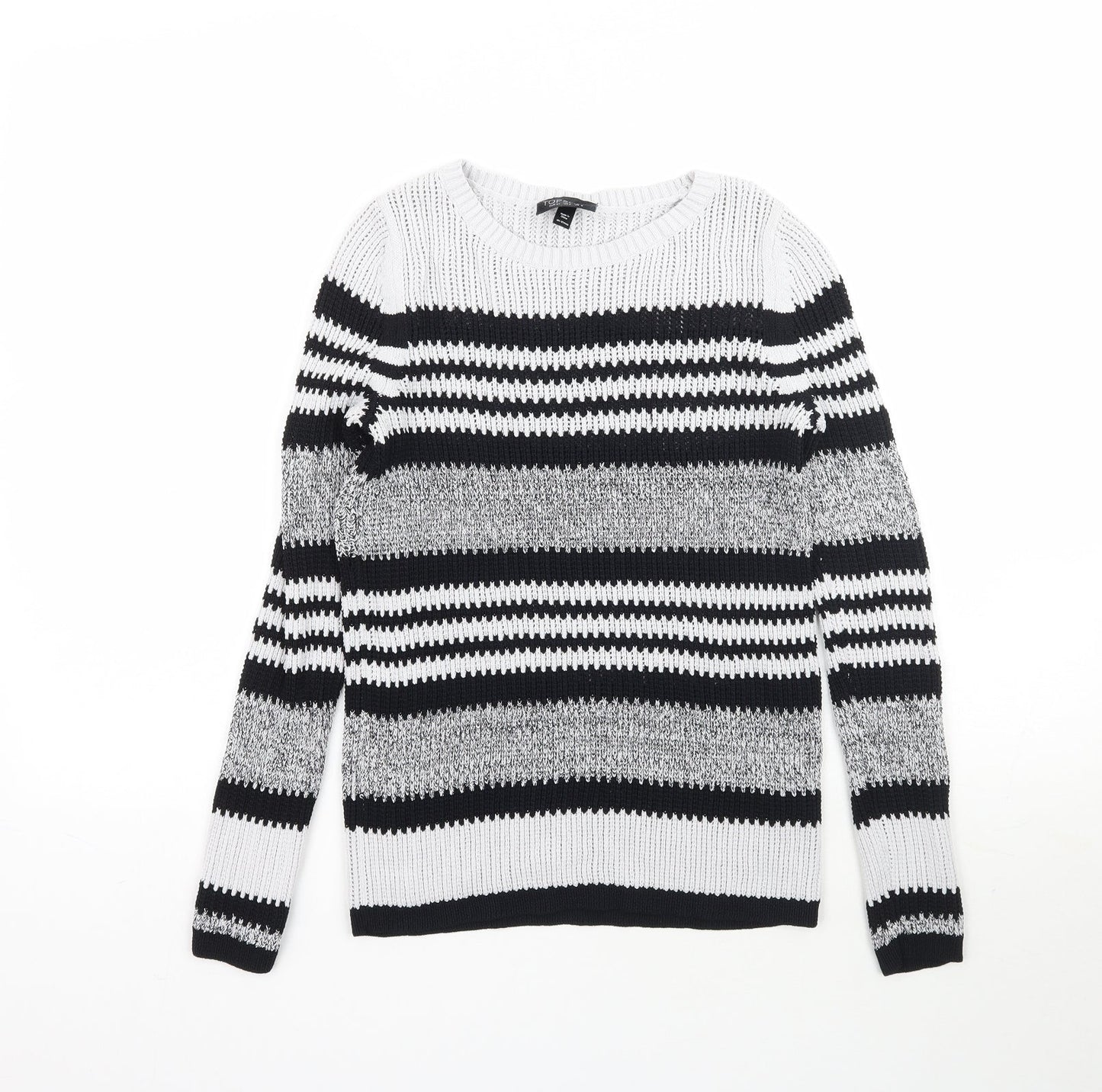 Topshop Womens Grey Striped Knit Pullover Jumper Size 6