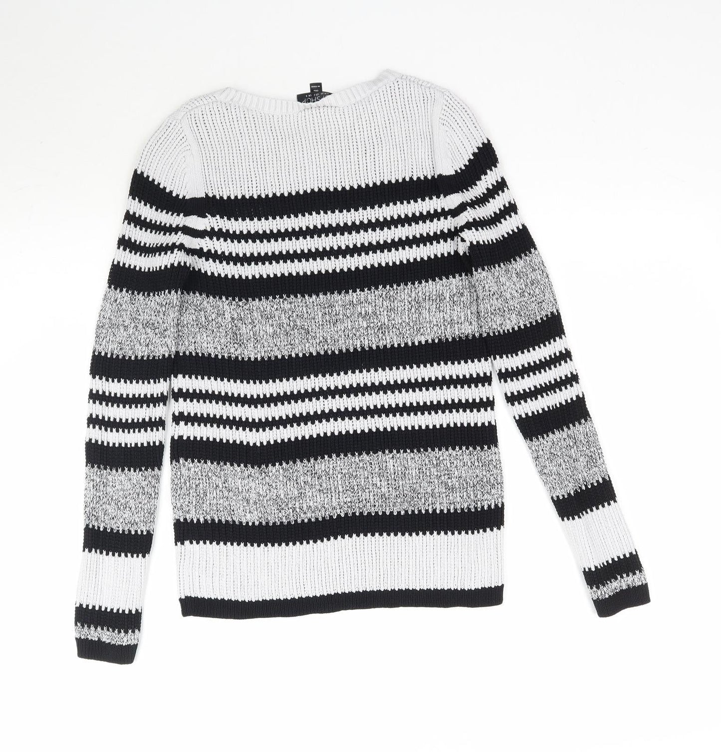 Topshop Womens Grey Striped Knit Pullover Jumper Size 6