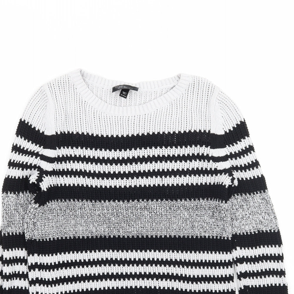 Topshop Womens Grey Striped Knit Pullover Jumper Size 6
