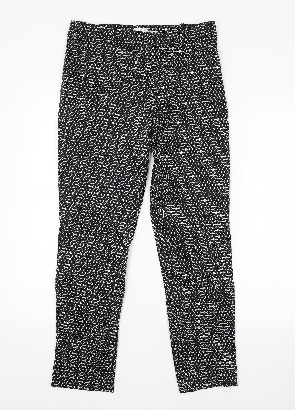 H&M Womens Black Argyle/Diamond  Trousers  Size 10 L27 in