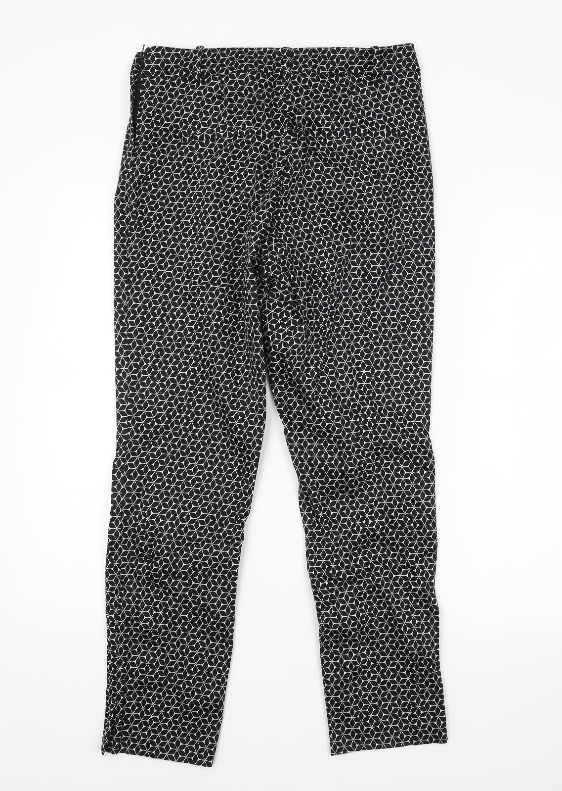 H&M Womens Black Argyle/Diamond  Trousers  Size 10 L27 in