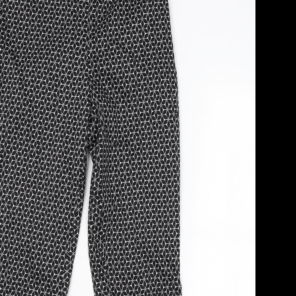 H&M Womens Black Argyle/Diamond  Trousers  Size 10 L27 in