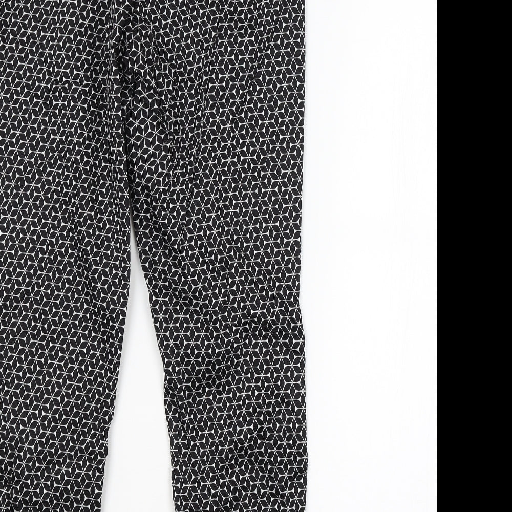 H&M Womens Black Argyle/Diamond  Trousers  Size 10 L27 in