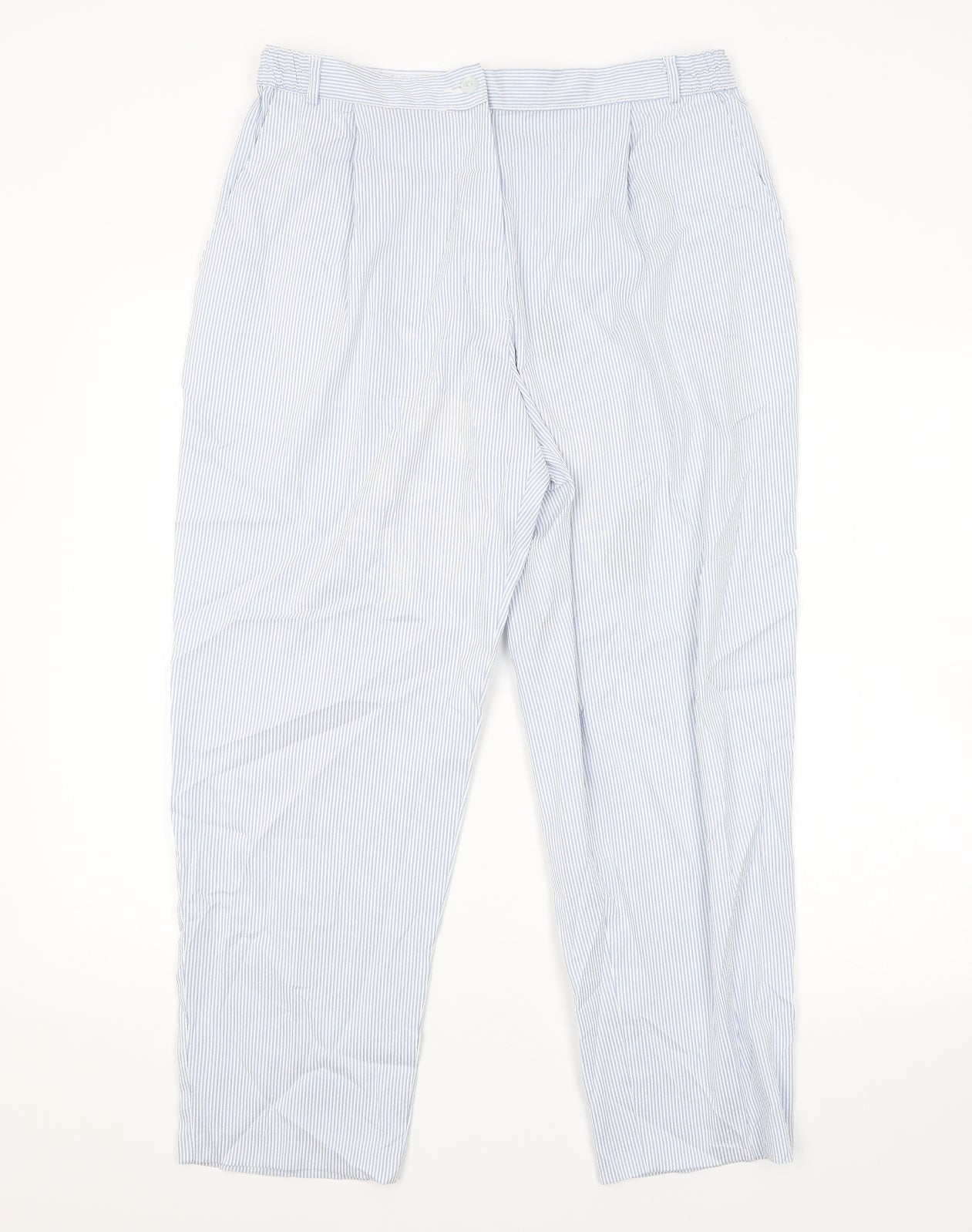 M&S Womens Blue Striped  Trousers  Size 16