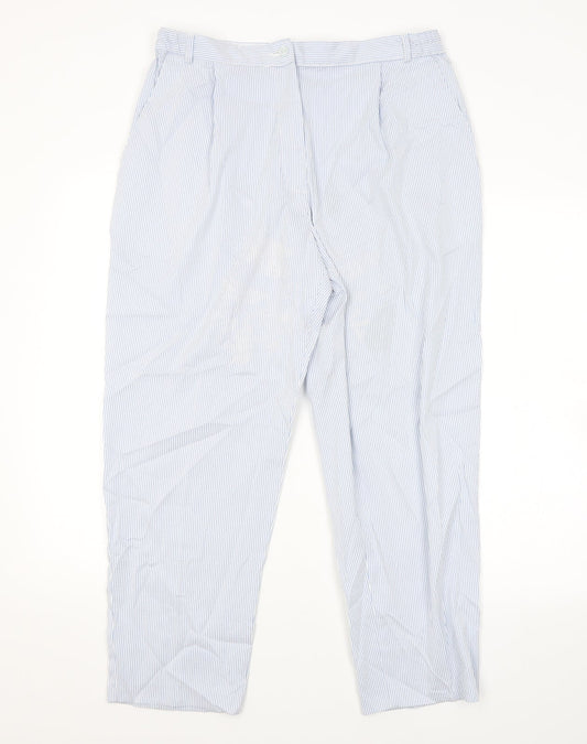 M&S Womens Blue Striped  Trousers  Size 16