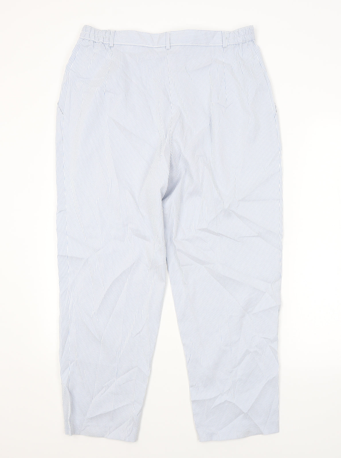 M&S Womens Blue Striped  Trousers  Size 16