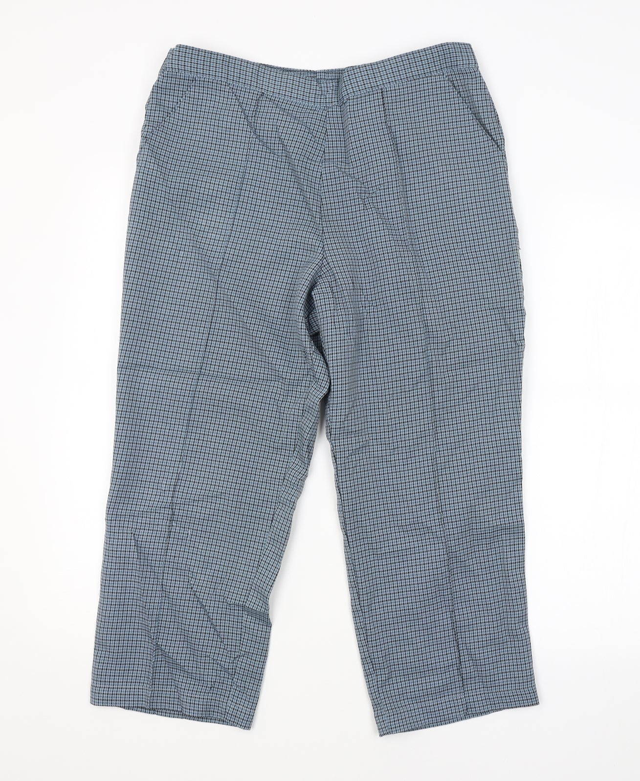 M&S Womens Blue Check  Trousers  Size 12 L22 in