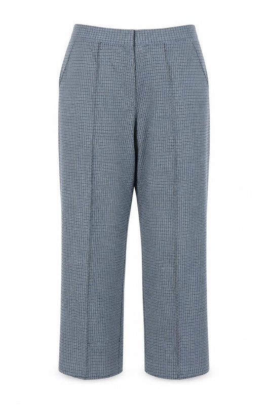 M&S Womens Blue Check  Trousers  Size 12 L22 in