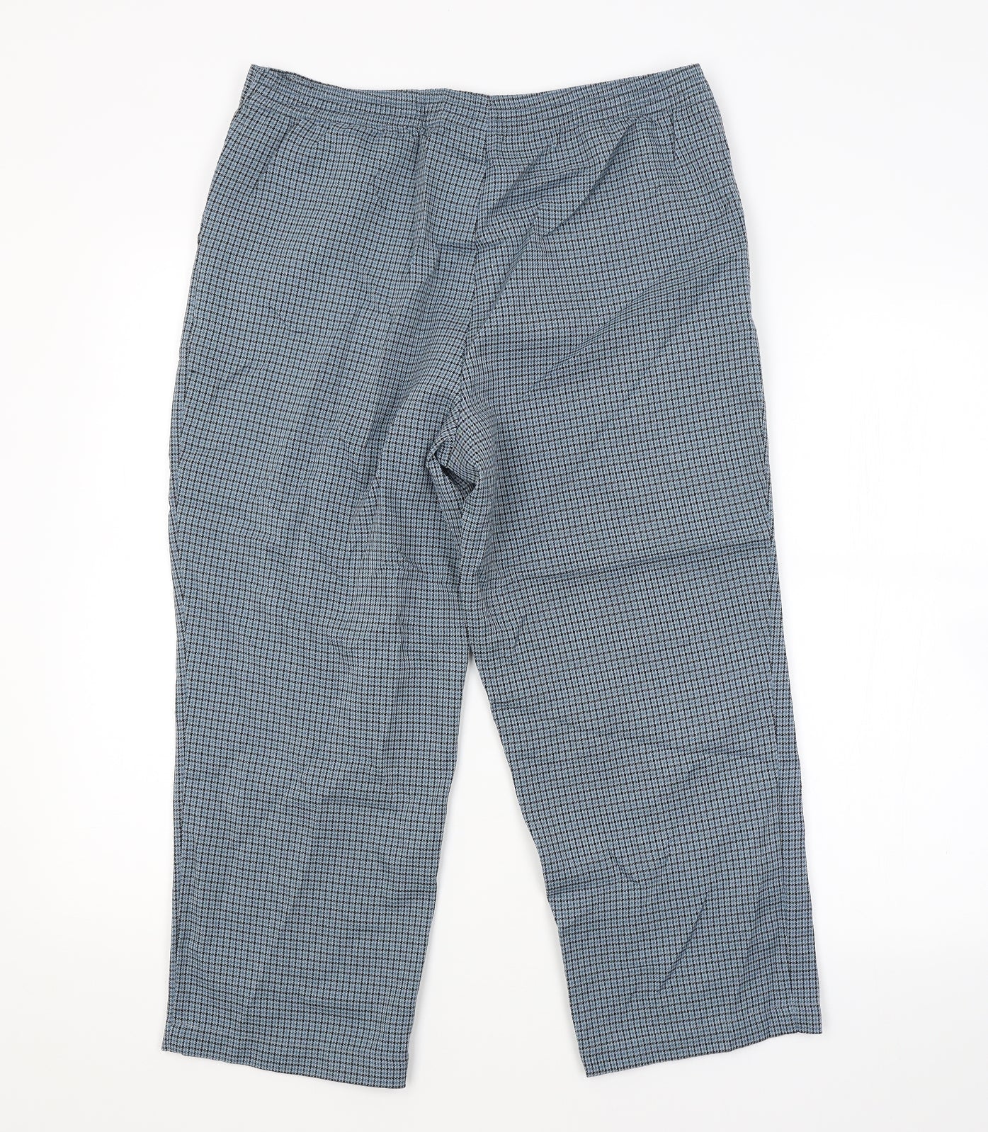 M&S Womens Blue Check  Trousers  Size 12 L22 in