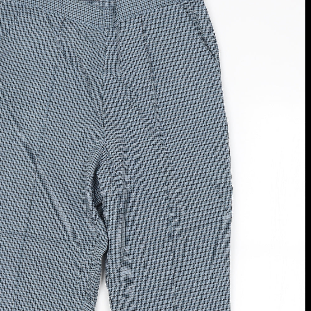 M&S Womens Blue Check  Trousers  Size 12 L22 in